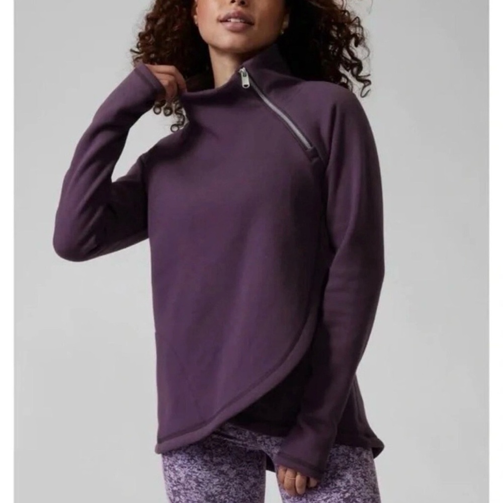 Athleta Sweater  Womens M Sweatshirt Purple Cozy Karma Asym Pullover